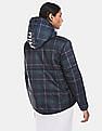 Tommy Hilfiger Women Navy Puffer Blackwatch Hood Check Jacket
