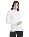 U.S. Polo Assn. Women White Turtleneck Rib Knit Top