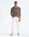 Flying Machine Graphic Print Cuban Collar Shirt