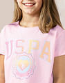 U.S. Polo Assn. Kids Girls Brand Printed Regular Fit T-Shirt