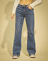 Flying Machine Women Bootcut Stretchable Acidwash Jeans
