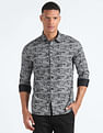 Flying Machine Graphic Print Satin Shirt