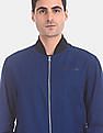 Calvin Klein Men Royal Blue Long Sleeve Zip Up Bomber Jacket
