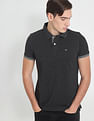 Arrow Sports Striped Sleeve Hem Heathered Polo Shirt