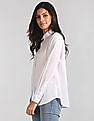 GAP Women White New Fitted Boyfriend Swiss Dot Shirt