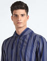 Flying Machine Hooded Vertical Striped Cotton Shirt