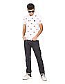 U.S. Polo Assn. Men White Logo Print Pique Polo Shirt