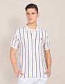 U.S. Polo Assn. Men Off White Cotton Pique Vertical Stripe Polo Shirt
