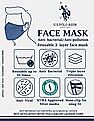 U.S. Polo Assn. Unisex Adults Assorted Triple Layer Reversible Anti Bacterial Reusable Face Masks - Pack Of 3