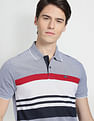 Arrow Sports Horizontal Striped Cotton Polo Shirt