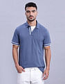Tommy Hilfiger Mens Blue Solid Polo Shirt