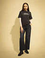 Flying Machine Women K-Street X Wide Leg Fit Cross Pocket Jeans