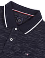 Arrow Sports Striped Collar Heathered Cotton Polo Shirt