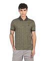 AD by Arvind Cotton Floral Printed Polo Shirt