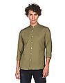 Flying Machine Mandarin Collar Solid Casual Shirt