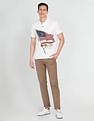 U.S. Polo Assn. Denim Co. Men Off White Brand Print Pique Polo Shirt