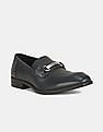 Calvin Klein Men Navy Craig Dress Calf Small Grid Embossed Leather Slip On Shoes